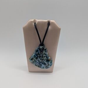 Hand Crafted Blue and Black Valentine Heart Mosaic Necklace